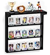 Emfogo Trading Card Display Stand for Wall, 3 Tier Wooden Graded Card Display Stand