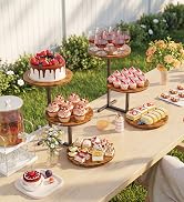 Emfogo 3 Tier Cupcake Stand for 50 Cupcakes, Wooden Cup Cake Tiered Tray Stands