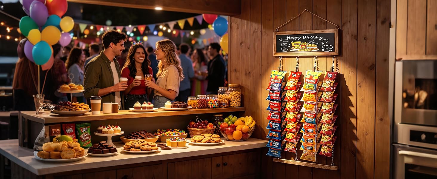 Hanging Chip Display Rack Stand Chip Holder Display for Potato Chips Snack Organizer Rack for Party