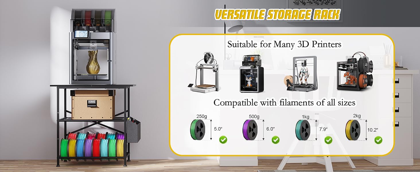 3-Tier 3D Printer Stand with Filament Rack & Tool Bag