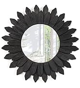 Emfogo Wall Mirror 12 inch Rustic Wood Sunburst Boho Mirror Farmhouse Wall Decor Room Decor Home