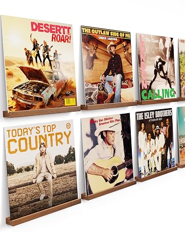 8-Pack Wood Vinyl Record Wall Shelves, 12-Inch LP Album Holder