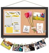 Miratino Cork Board Bulletin Board, 16 x 11 Inches Wooden Frame Pin Board