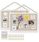 Miratino 2-Pack Wood Board with Linen 16x11 inch Bulletin Board Wall Decor Hanging Pin Wood