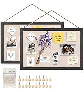 Miratino 2-Pack Wood Board with Linen 16x11 inch Bulletin Board Wall Decor Hanging Pin Wood