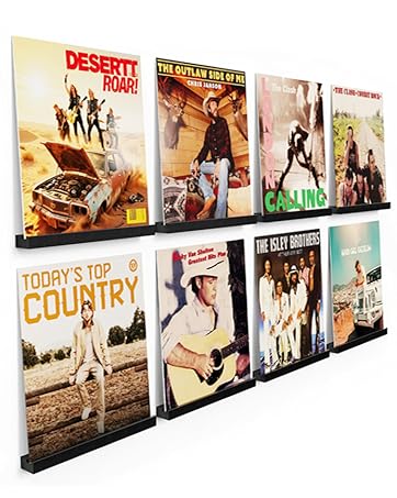 8-Pack Wood Vinyl Record Wall Shelves, 12-Inch LP Album Holder