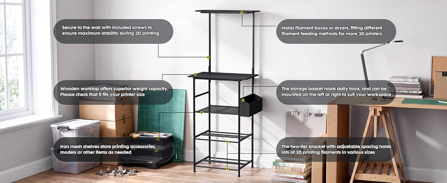 3D Printer Stand with Filament Storage
