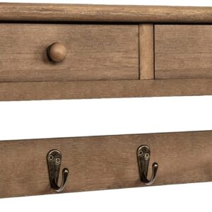 Rustic Wood Coat Rack with Shelf, Wall-Mounted Entryway Hooks