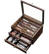 Knife Display Case Knife Collection Display Holder with Glass Lid