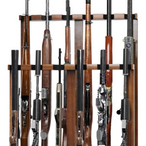 Freestanding Wooden Gun Rack, Heavy-Duty Holds 12 Rifles & Shotguns