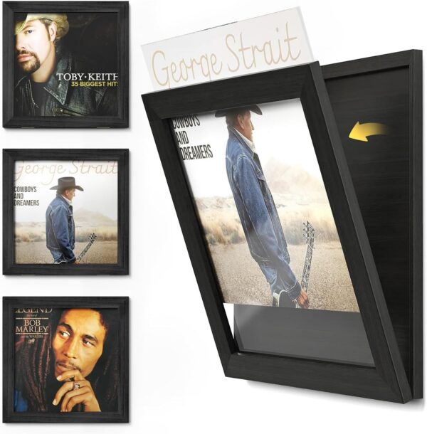 Front-Opening Vinyl Record Frame 3-Pack, 12x12 LP Album Cover Display