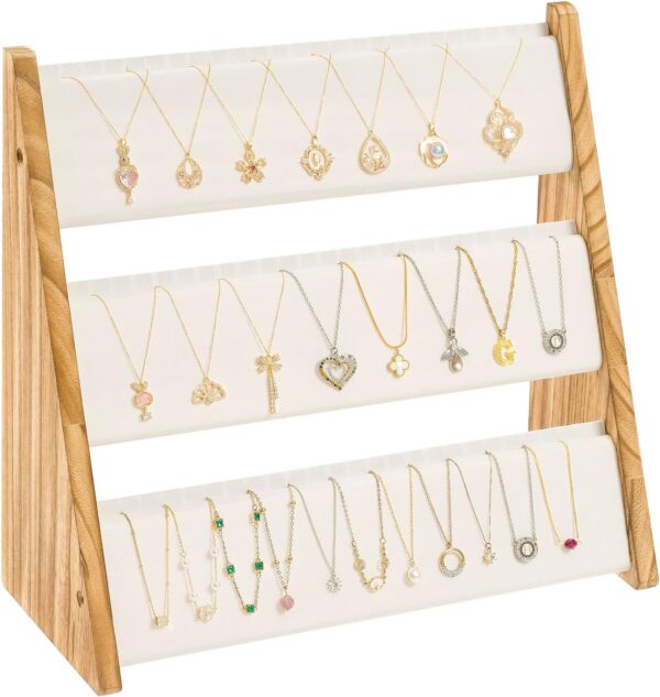 3-Tier Velvet Necklace Display Stand, Holds 72 for Selling