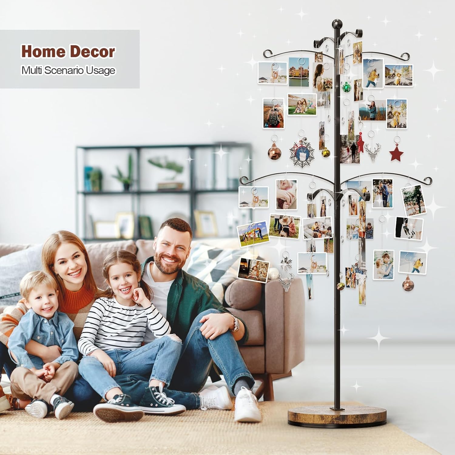 5FT Photo Display Tree with 90 Clips, Metal Family Picture Holder - Image 6