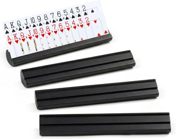 Arthritis-Friendly Wooden Playing Card Holders, 4-Piece Game Set
