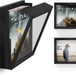 Vinyl Record Frame 2-Pack, Holds 20 LP Albums, 12x12 Wall Display
