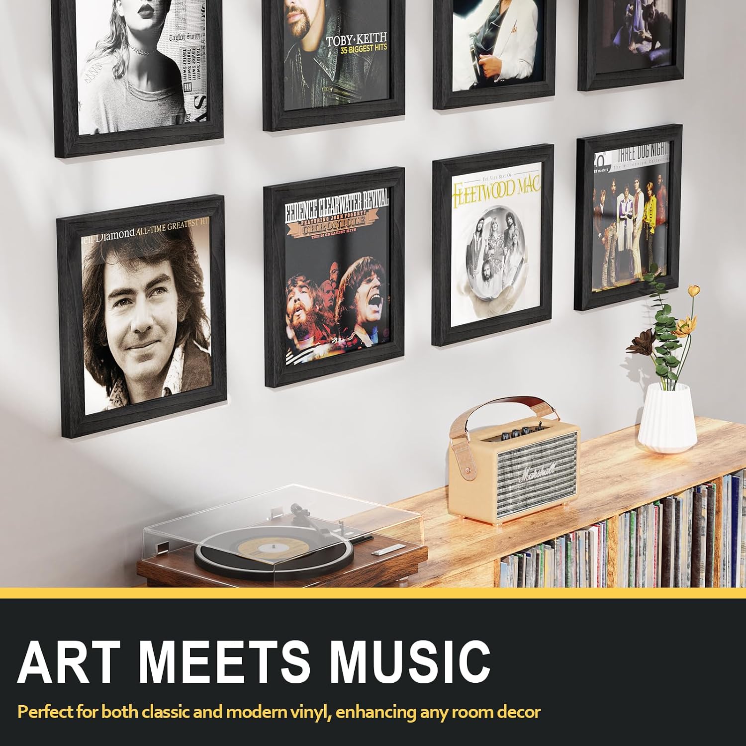 Turntable Stand with Record Storage and LP Frame Set - Image 9
