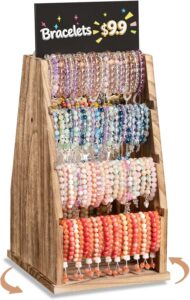 Double-Sided Rotating Bracelet Display Stand with Chalkboard, 8 Rods