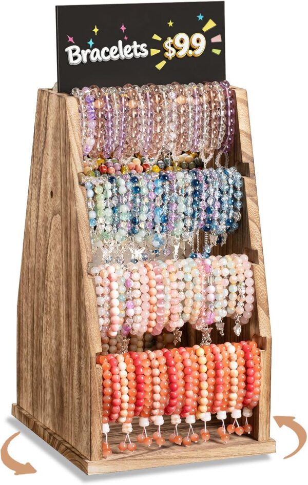 Double-Sided Rotating Bracelet Display Stand with Chalkboard, 8 Rods