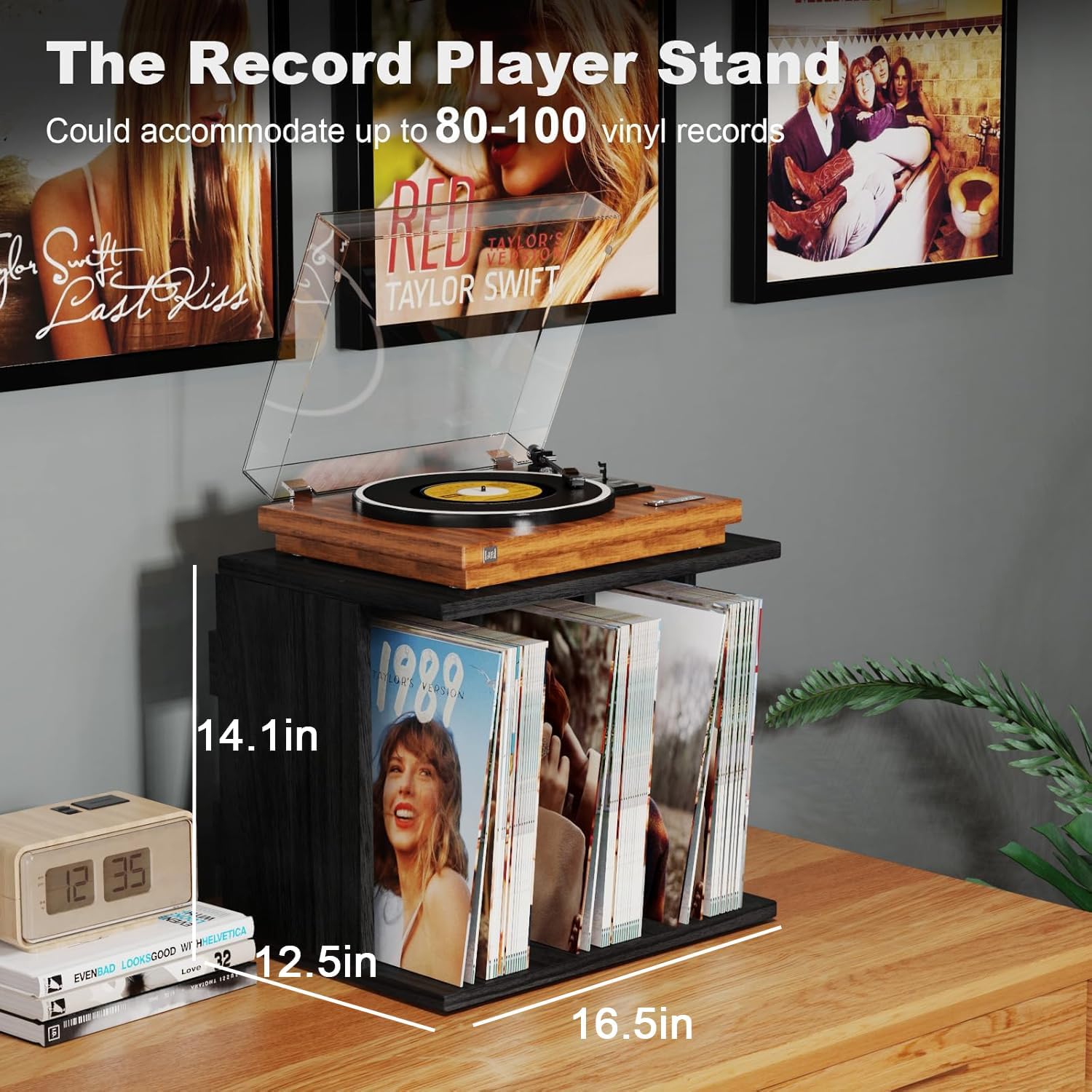 Turntable Stand with Record Storage and LP Frame Set - Image 3