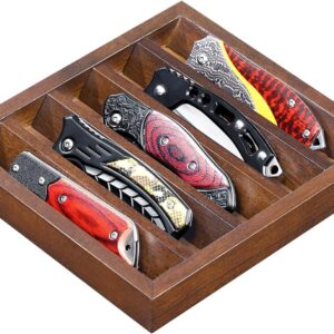 45° Angled EDC Tray, Wooden Pocket Knife & Flashlight Holder