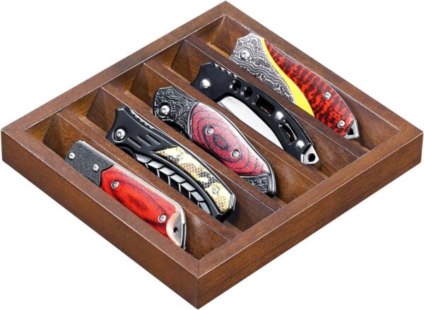 45° Angled EDC Tray, Wooden Pocket Knife & Flashlight Holder