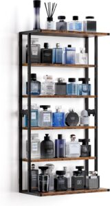 5-Tier Wall-Mounted Cologne Organizer Shelf, Wooden Perfume Display