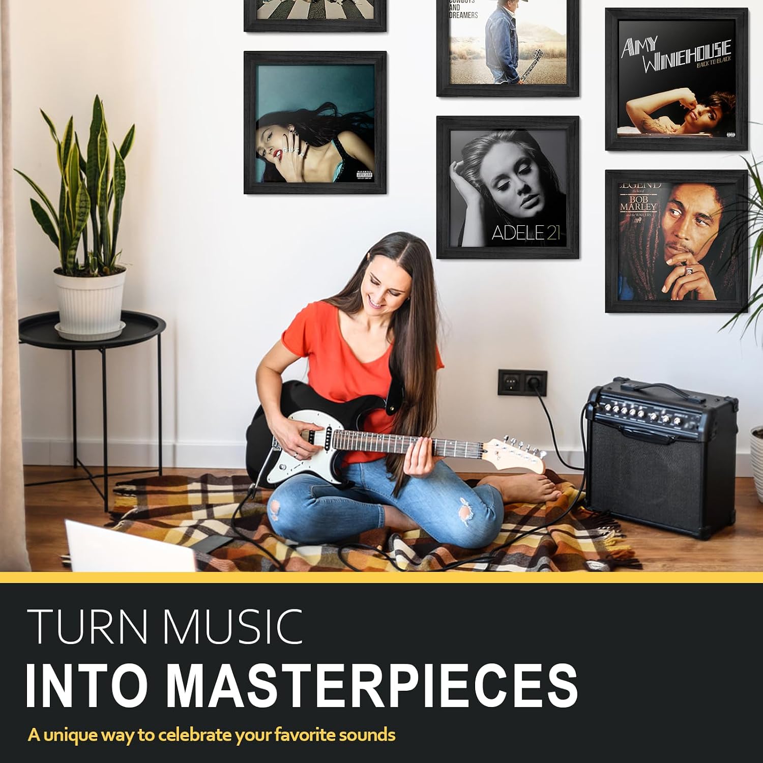 Turntable Stand with Record Storage and LP Frame Set - Image 8