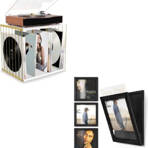 80-Album Vinyl Record Holder with 3-Pack Frames