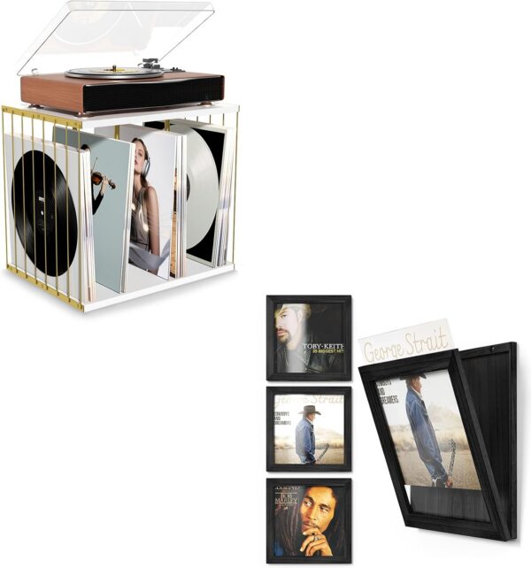 80-Album Vinyl Record Holder with 3-Pack Frames
