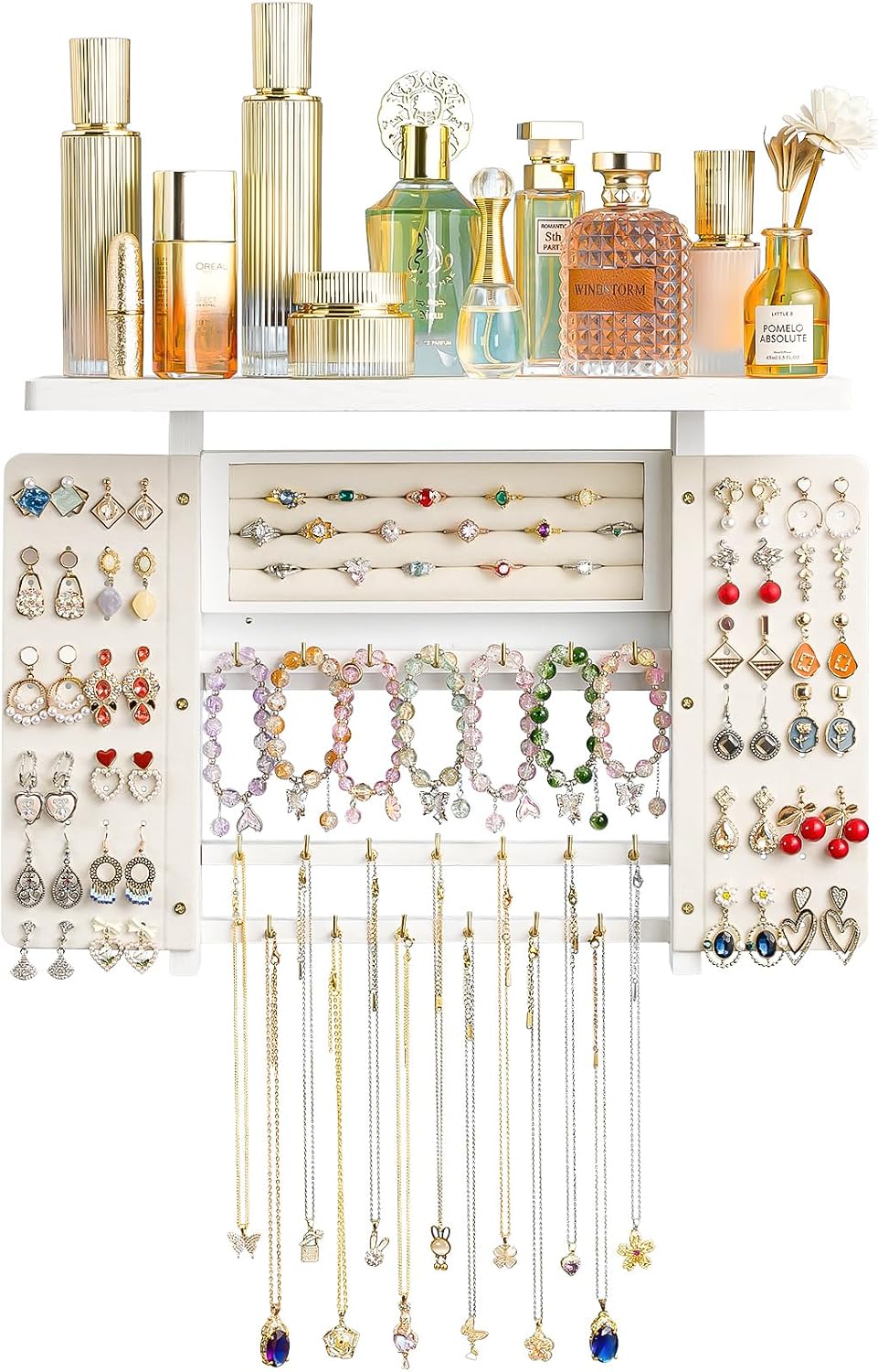 Wall-Mounted Hanging Jewelry Organizer, 5-in-1 Necklace & Earring Holder - Image 5