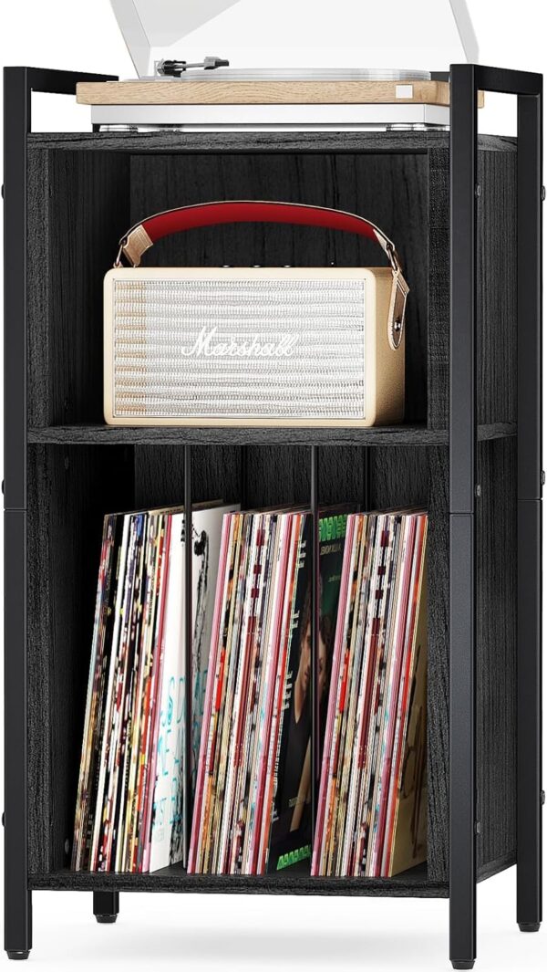 3-Tier Record Player Stand with Storage for 200 Vinyl Albums