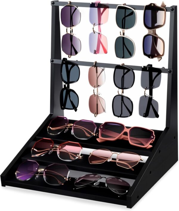 5-Tier Sunglasses Organizer Stand, Holds 16 Pairs, Eyewear Display Rack