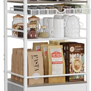 5-Tier Rolling Coffee Bar Cabinet with Drawer, Kitchen Buffet Cart