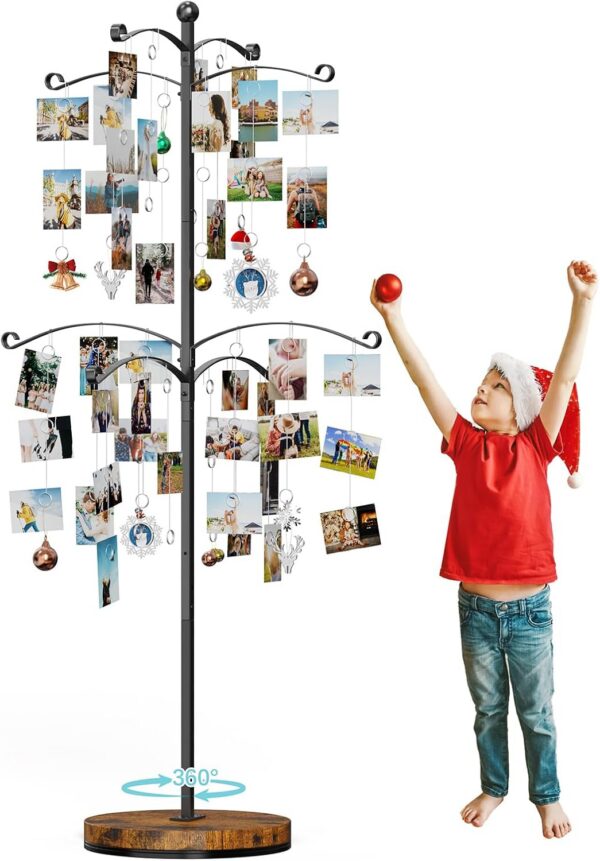 5FT Photo Display Tree with 90 Clips, Metal Family Picture Holder