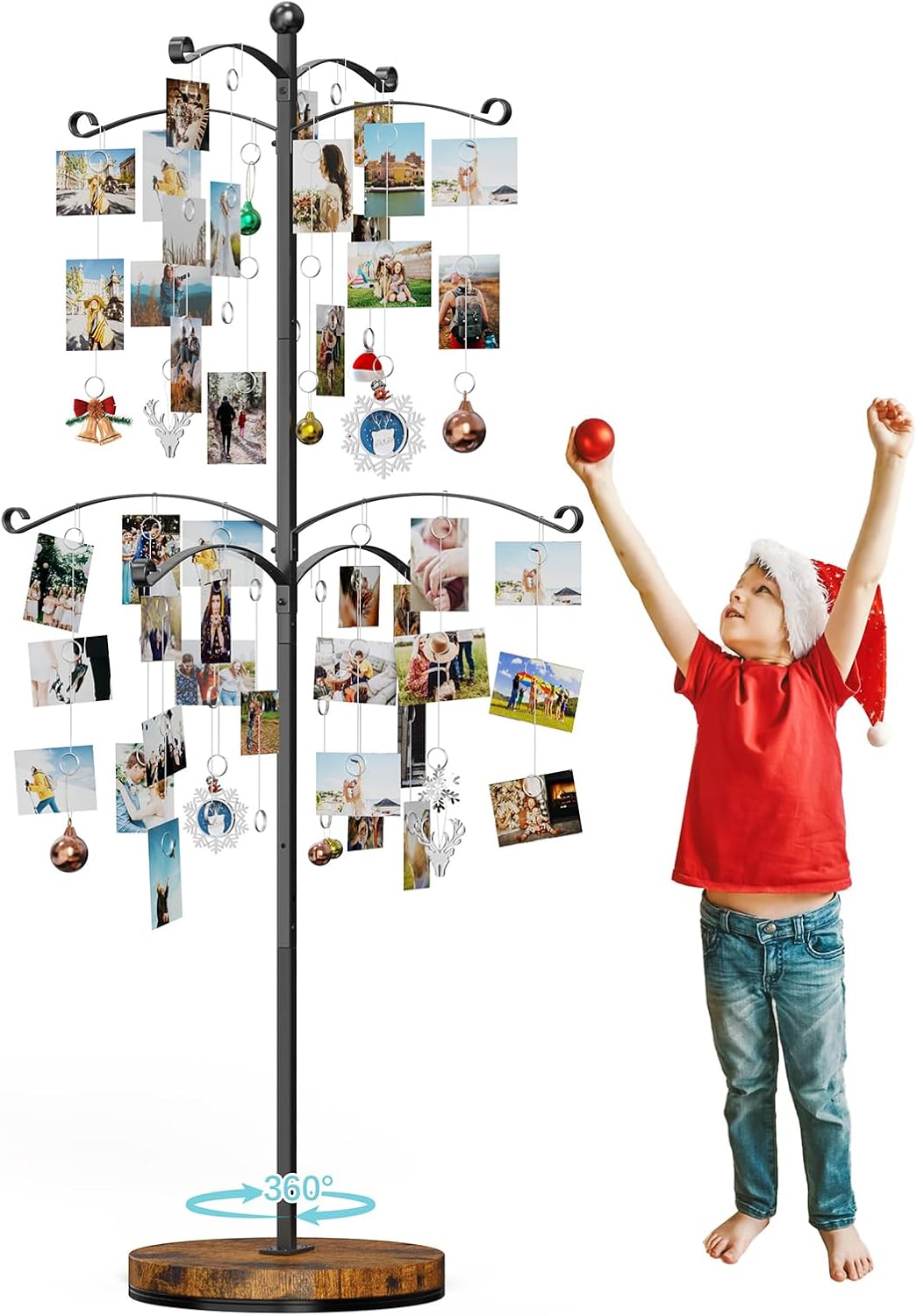 5FT Photo Display Tree with 90 Clips, Metal Family Picture Holder