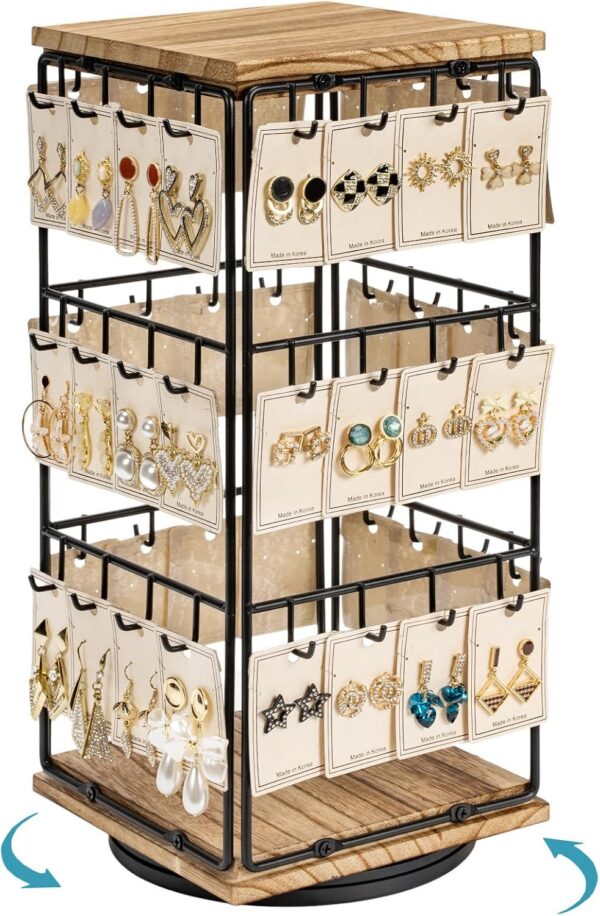 360° Rotating Earring Display Stand for Vendors, 48 Hooks