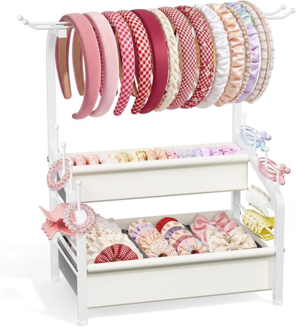 2-Tier Headband Holder Stand, Hair Accessories Organizer for Girls