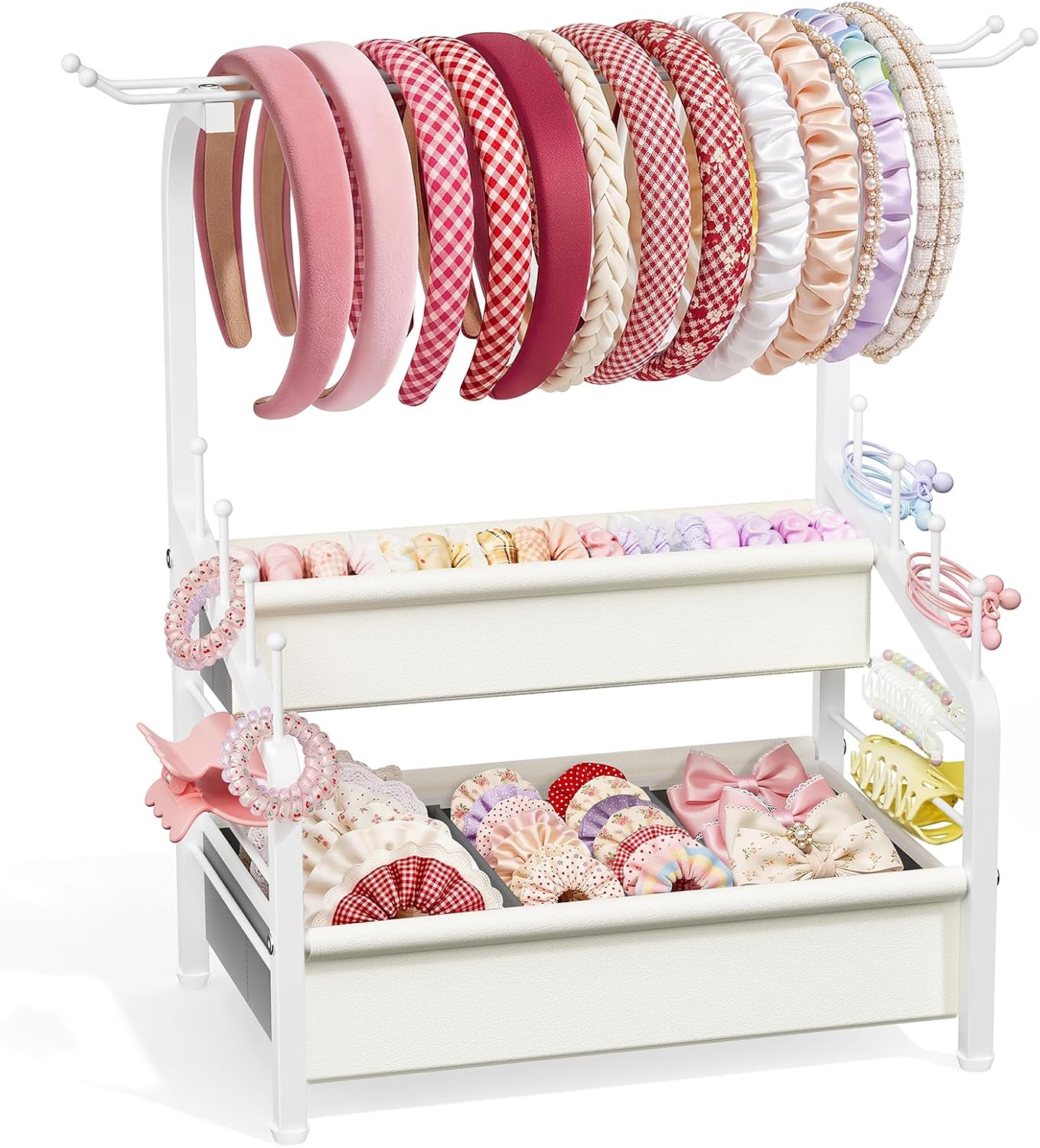 2-Tier Headband Holder Stand, Hair Accessories Organizer for Girls