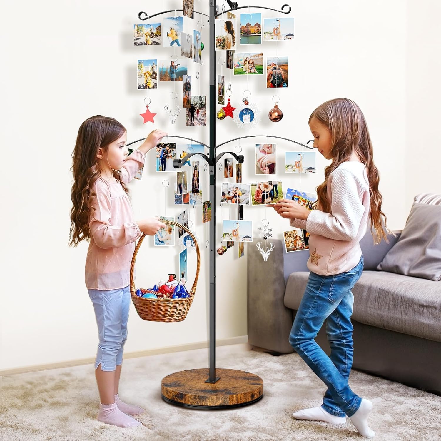 5FT Photo Display Tree with 90 Clips, Metal Family Picture Holder - Image 3