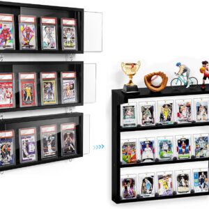 3-Pack Wall Trading Card Case & Display Shelf Bundle