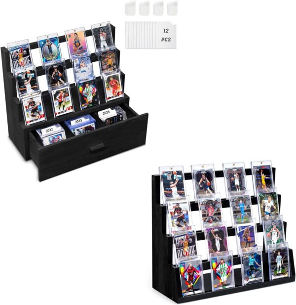4-Tier Card Display Stand & Wooden Case Bundle