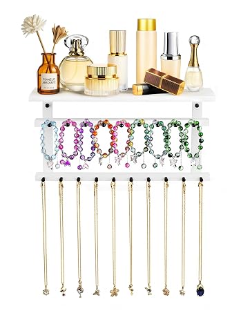Wall-Mounted Hanging Jewelry Organizer, 5-in-1 Necklace & Earring Holder