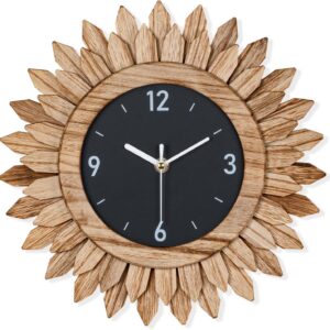 Large Tricolor Boho Mirror & Rustic Brown Wall Clock