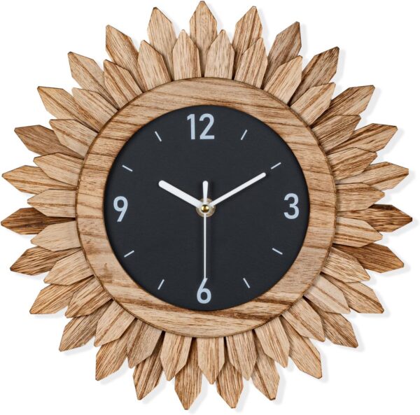 Boho Mirror & Rustic Brown Wall Clock Combo