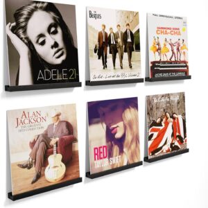 Vinyl Record Wall Shelf 6-Pack, Floating LP Album Holder in Solid Wood