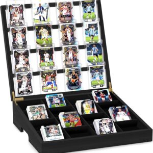 16-Cell Trading Card Sorting Tray with Display Stand, Velvet-Lined