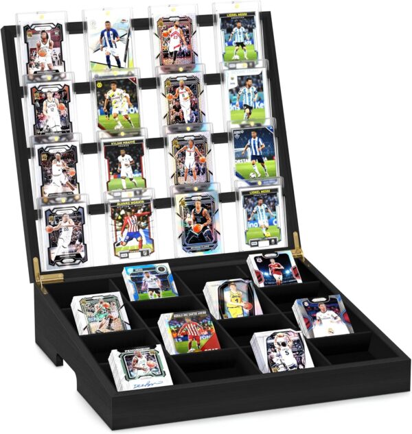 16-Cell Trading Card Sorting Tray with Display Stand, Velvet-Lined