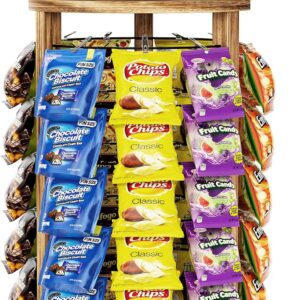 360° Rotating Chip Rack, 5-Tier Snack Display with 50 Clips & Message Board