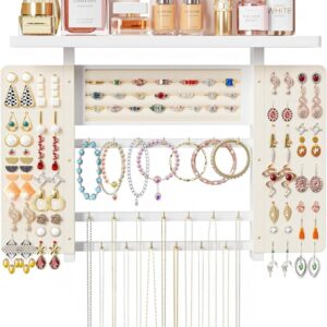 Wall-Mounted Hanging Jewelry Organizer, 5-in-1 Necklace & Earring Holder