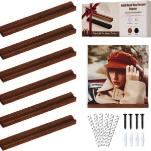 6-Pack Walnut Vinyl Wall Mount, No-Drill LP & CD Holder